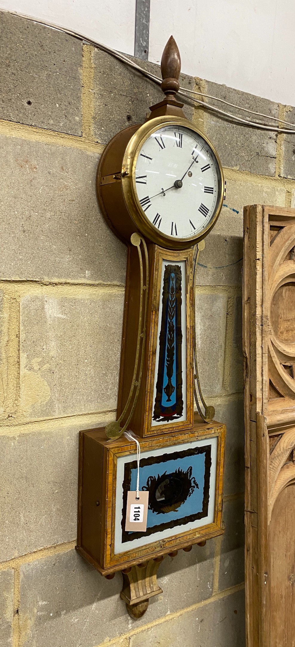 A 19th century style glazed mahogany wall timepiece, height 102cm